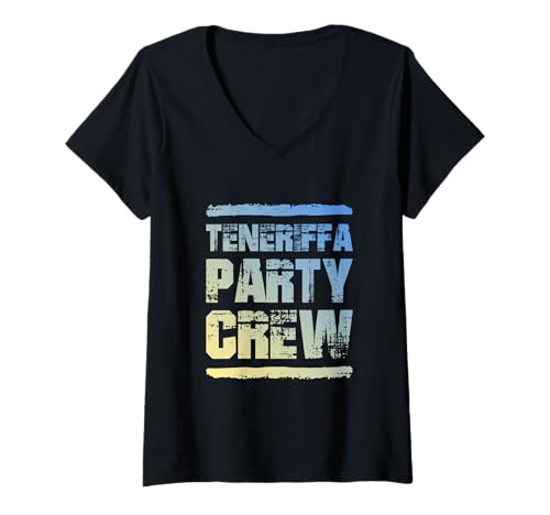 Damen Teneriffa Party Crew | Zitat des Urlaubsteams T-Shirt mit V-Ausschnitt Damen Teneriffa Party Crew | Zitat des Urlaubsteams T-Shirt mit V-Ausschnitt von Teneriffa Party Mood Inc