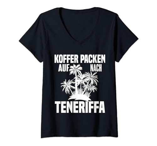 Damen Teneriffa T-Shirt als Souvenir für die Spanischen Inseln T-Shirt mit V-Ausschnitt von Teneriffa Spanische Inseln