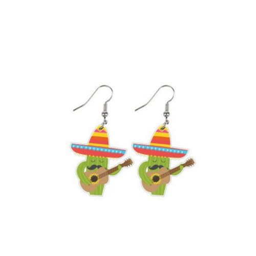 Cinco De Mayo Ohrringe, niedlicher mexikanischer Stil, Pfeffer-, Kaktus-Gitarre, Acryl, glänzende Ohrringe für Damen, Schmuckgeschenk, Metall, Metall Cinco De Mayo Ohrringe, niedlicher mexikanischer Stil, Pfeffer-, Kaktus-Gitarre, Acryl, glänzende Ohrringe für Damen, Schmuckgeschenk, Metall, Metall von TengRiah