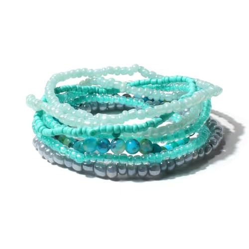 TengRiah Handgefertigtes böhmisches gestapeltes Perlenarmband, elastisches Armband-Set, Kristall-Perlen, mehrlagig, Farbmix, Boho-Armband, Schmuck für Frauen, Acryl Legierung Metall, Metall TengRiah Handgefertigtes böhmisches gestapeltes Perlenarmband, elastisches Armband-Set, Kristall-Perlen, mehrlagig, Farbmix, Boho-Armband, Schmuck für Frauen, Acryl Legierung Metall, Metall von TengRiah