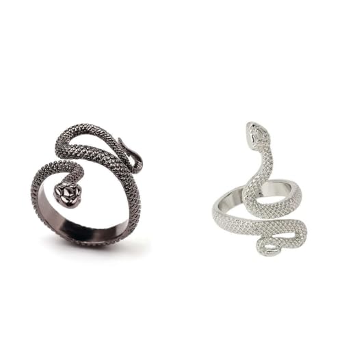 TengRiah Verstellbarer Punk Gothic Schlangenring für Damen und Herren Schlange stereoskopische Öffnung Vintage Ring, Metall, Legierung TengRiah Verstellbarer Punk Gothic Schlangenring für Damen und Herren Schlange stereoskopische Öffnung Vintage Ring, Metall, Legierung von TengRiah