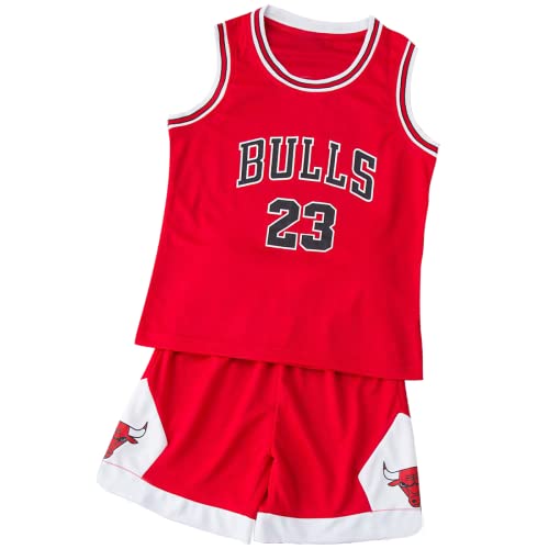 Basketball Trikot Kinder, Kinder Basketball Jersey, Basketball Trainings Trikot Kinder ärmellos Trikot und Short 2-Teilige Outfits, Kinder Basketball Trikot üR Jungen Von 4-14 Jahren Rot/Schwarz von TenhCreek