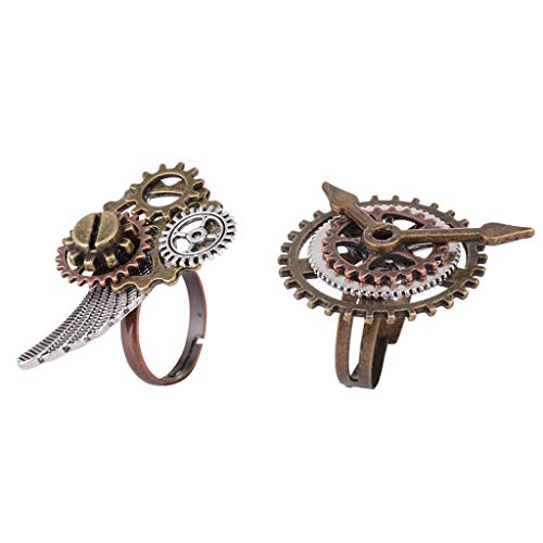 Tenlacum 2 Stück antiker Stil verstellbare Steampunk-Uhren-Zahnräder für Männer und Frauen von Tenlacum