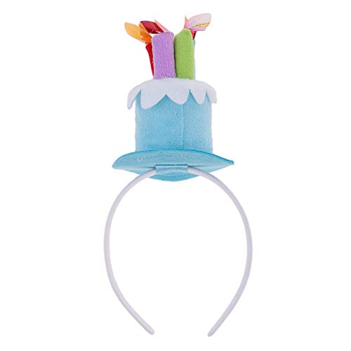 Tenlacum Novelty Happy Birthday Haarband für Erwachsene, mit Kerzen, Hut aus Plüsch, für Frauen und Mädchen, Pink/Blau von Tenlacum