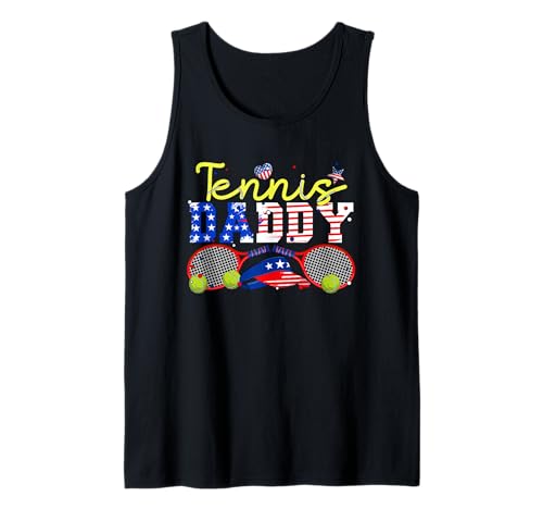 Tennis Player Daddy 4th Of July US Flag Patriotic Men Player Tank Top von Tennis 4th Of July Costume