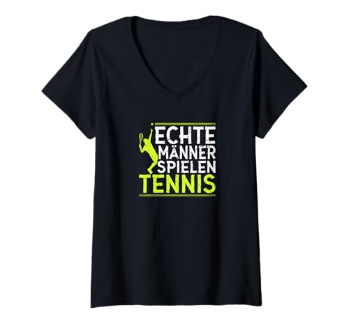 Damen Echte Männer Spielen Tennis T-Shirt mit V-Ausschnitt Damen Echte Männer Spielen Tennis T-Shirt mit V-Ausschnitt von Tennis Bekleidung für Männer