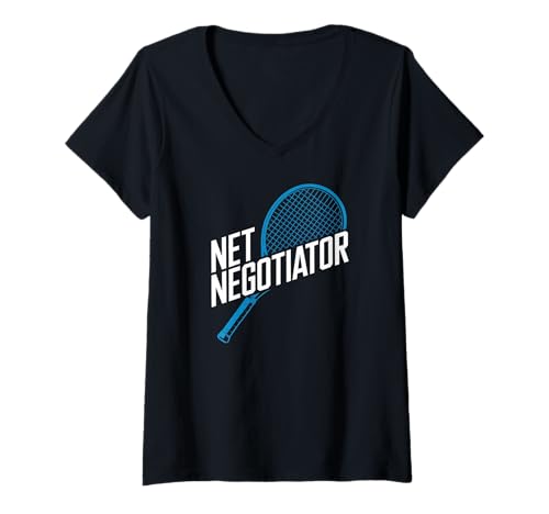 Damen Net Negotiator Tennisschläger Design T-Shirt mit V-Ausschnitt Damen Net Negotiator Tennisschläger Design T-Shirt mit V-Ausschnitt von Tennis Enthusiast Racket Sport Lovers