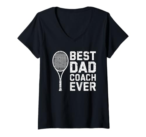 Damen Best Dad Coach Ever Tennisspieler T-Shirt mit V-Ausschnitt Damen Best Dad Coach Ever Tennisspieler T-Shirt mit V-Ausschnitt von Tennis Family Enthusiast Dad Coach