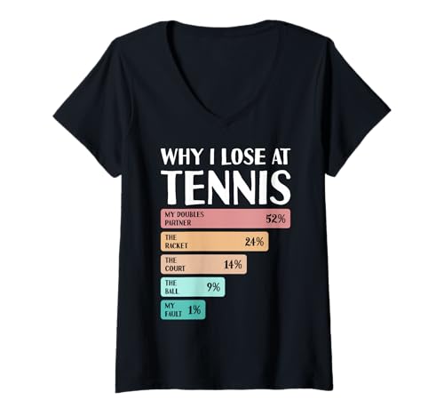 Damen Lustig, Warum ich im Tennisclub verliere T-Shirt mit V-Ausschnitt von Tennis Lover