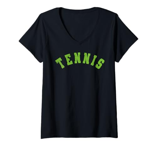 Damen Vintage Tennis Club Sport T-Shirt mit V-Ausschnitt von Tennis Lover