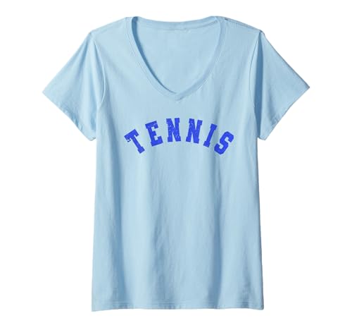 Damen Vintage Tennis Club Sport T-Shirt mit V-Ausschnitt von Tennis Lover