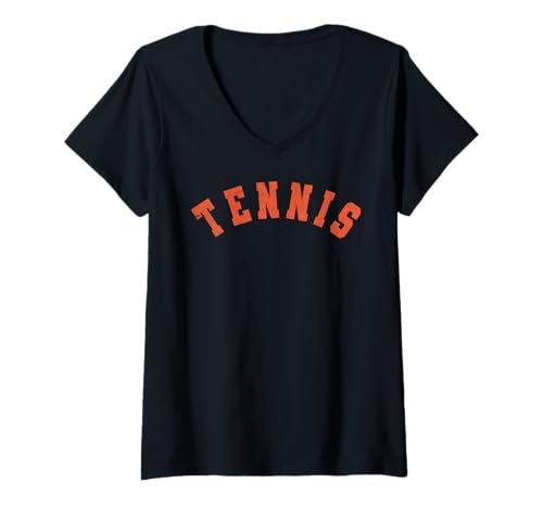 Damen Vintage Tennis Club Sport T-Shirt mit V-Ausschnitt von Tennis Lover