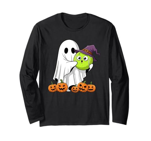 Lustiger Geist Tennis Kürbis Halloween Kinder Herren Damen Langarmshirt von Tennis Lovers Cute Halloween Outfits for Boy Girl