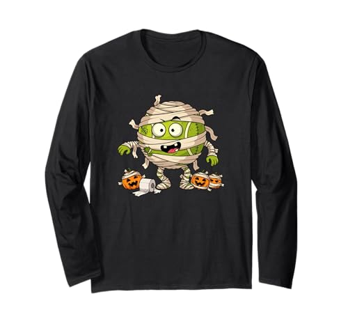 Lustiger Tennis-Mumien-Kürbis für Halloween, Kinder, Herren und Damen Langarmshirt von Tennis Lovers Cute Halloween Outfits for Boy Girl
