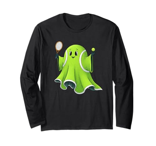 Lustiger Tennis-Geist Kürbis Boo Halloween Kinder Herren Damen Langarmshirt von Tennis Lovers Halloween Ghost Pumpkin Outfits