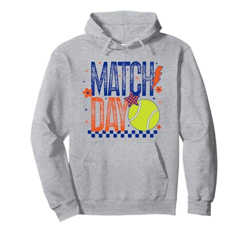 Tennis Match Mädchen Tennis Team Player Orange und Blau Pullover Hoodie von Tennis T-Shirt Co.
