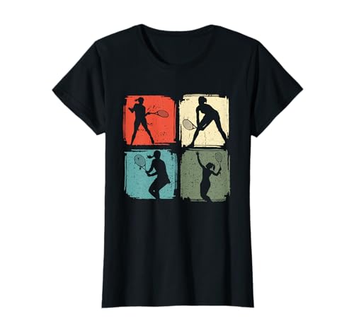 Tennis Spielen Lustig Retro Tennisspielerin Frau Mädchen T-Shirt von Tennis Tennismatch Tennis Bekleidung Outfit Witzig