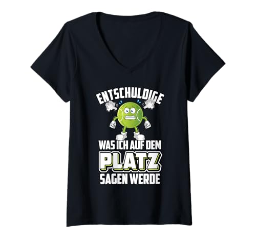 Damen Lustiges Tennis Spruch T-Shirt mit V-Ausschnitt von Tennis Tennisspieler Tennisspielerin