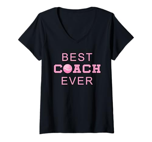 Damen Best Coach Ever Tennistrainer T-Shirt mit V-Ausschnitt Damen Best Coach Ever Tennistrainer T-Shirt mit V-Ausschnitt von Tennis Tennisspieler Trainer Coach Sport Geschenk
