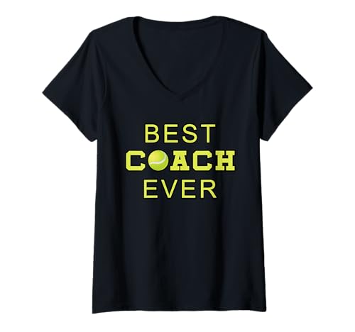 Damen Best Coach Ever Tennistrainer T-Shirt mit V-Ausschnitt Damen Best Coach Ever Tennistrainer T-Shirt mit V-Ausschnitt von Tennis Tennisspieler Trainer Coach Sport Geschenk