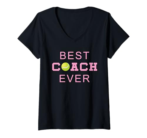 Damen Best Coach Ever Tennistrainer T-Shirt mit V-Ausschnitt Damen Best Coach Ever Tennistrainer T-Shirt mit V-Ausschnitt von Tennis Tennisspieler Trainer Coach Sport Geschenk