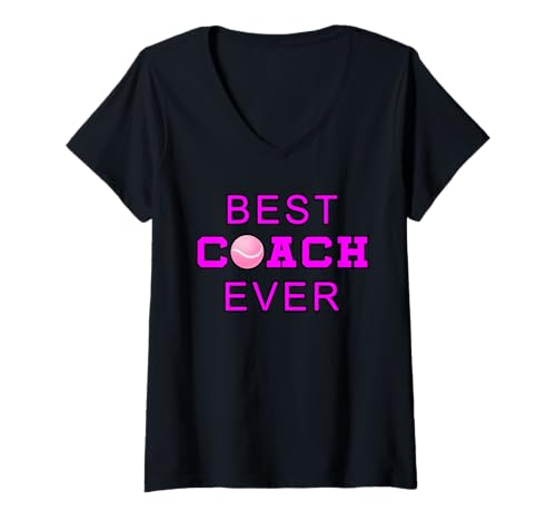 Damen Best Coach Ever Tennistrainer T-Shirt mit V-Ausschnitt Damen Best Coach Ever Tennistrainer T-Shirt mit V-Ausschnitt von Tennis Tennisspieler Trainer Coach Sport Geschenk