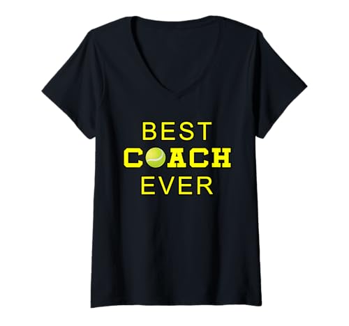 Damen Best Coach Ever Tennistrainer T-Shirt mit V-Ausschnitt Damen Best Coach Ever Tennistrainer T-Shirt mit V-Ausschnitt von Tennis Tennisspieler Trainer Coach Sport Geschenk