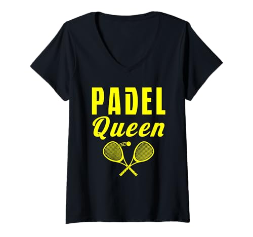 Damen Padel Queen T-Shirt mit V-Ausschnitt Damen Padel Queen T-Shirt mit V-Ausschnitt von Tennis Tennisspieler Trainer Coach Sport Geschenk
