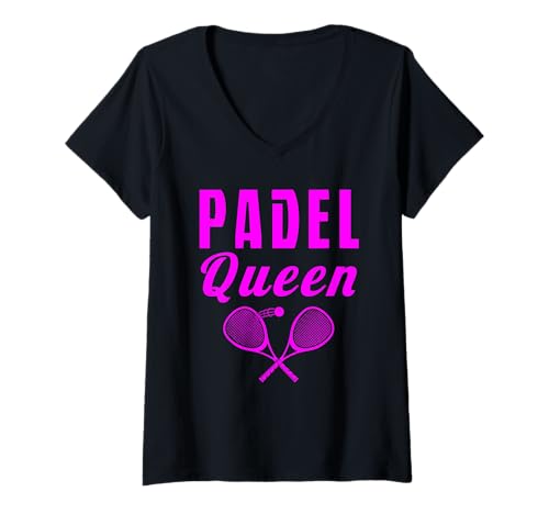 Damen Padel Queen T-Shirt mit V-Ausschnitt Damen Padel Queen T-Shirt mit V-Ausschnitt von Tennis Tennisspieler Trainer Coach Sport Geschenk