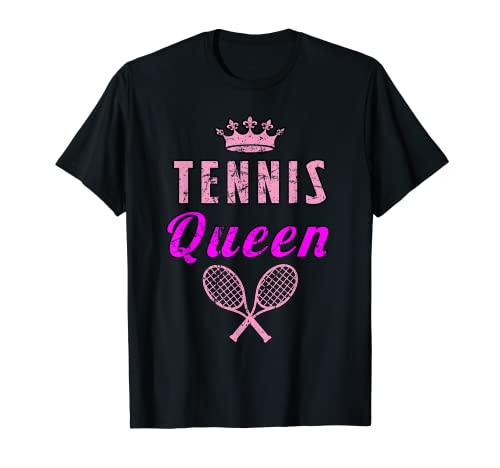 Tennis Queen Lustig Mädchen Vintage T-Shirt von Tennis Tennisspieler Trainer Coach Sport Geschenk