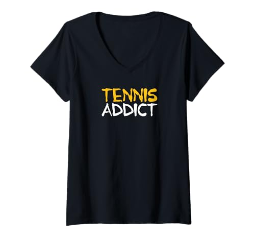 Damen Tennis Addict Tennisspieler T-Shirt mit V-Ausschnitt Damen Tennis Addict Tennisspieler T-Shirt mit V-Ausschnitt von Tennis Zubehör für Männer und Frauen