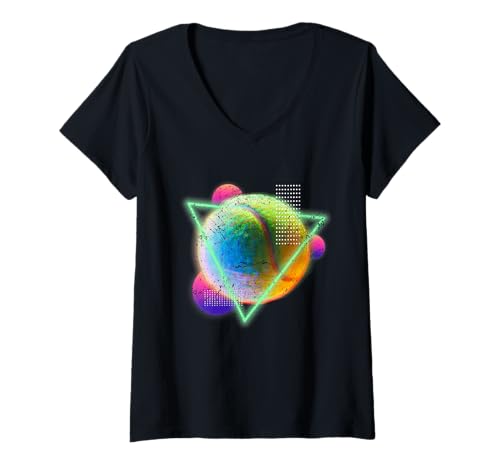 Damen Tennisball Glitch Retro Sport Digital Vaporwave T-Shirt mit V-Ausschnitt Damen Tennisball Glitch Retro Sport Digital Vaporwave T-Shirt mit V-Ausschnitt von TennisTech