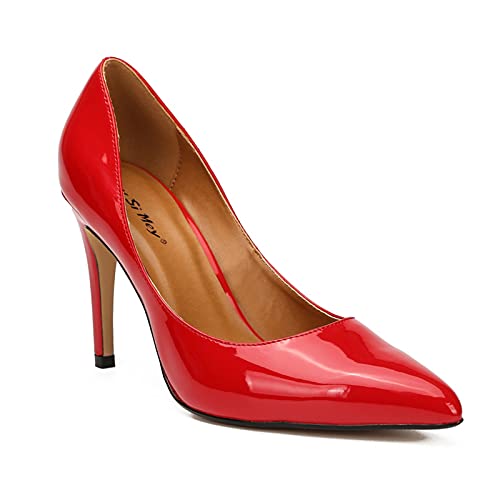 13 cm/5,11 in Pumps Damen Herren High Heels Tanzschuhe Sexy Große Größe Stilettoabsatz Für Frauen Sexy Spitz Stilettos Hochzeit Club Schuhe Unisex,Rot,48 EU von Tent