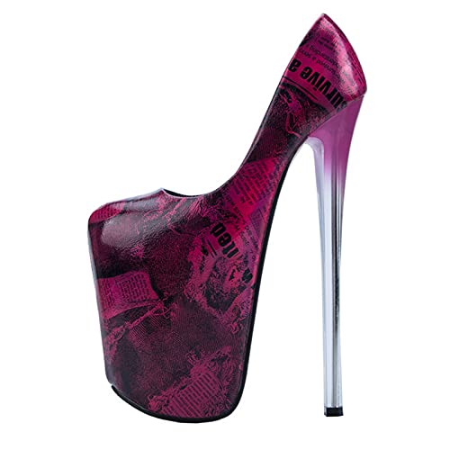 8.66in Damen Stiletto High Heel Platform Geschlossen High Heel Stiletto Pumps Sexy Pole Dance Striptease Schuhe Für Frühling Herbst,Lila,42 EU von Tent