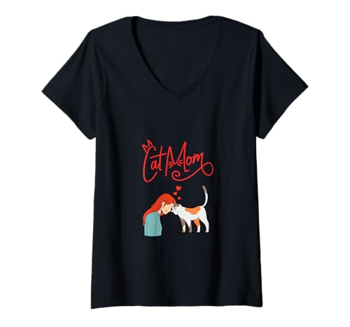 Damen Cat mom T-Shirt mit V-Ausschnitt Damen Cat mom T-Shirt mit V-Ausschnitt von Tenthlife