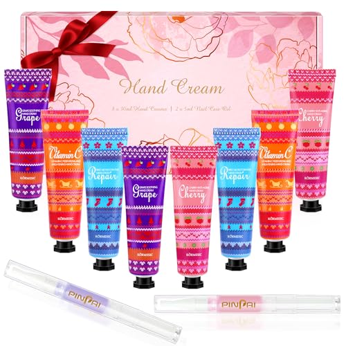 8 Pack Handcreme Set, Mini Handcreme Kleine Geshenke für Frauen, Handcreme für Sehr Trockene Hände, Working Hands Handcreme mit 2 Nagelpflegeölen, Geschenkset für Valentinstag Muttertag Geburtstag von Tenuiskft