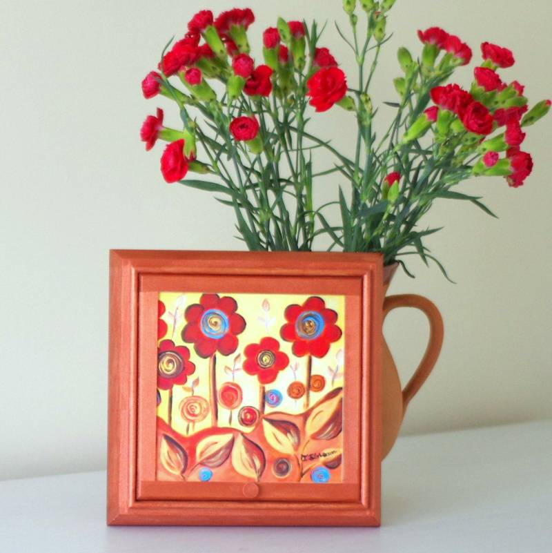 Braun Blumen Schmuckschatulle, Make-Up Kosmetikbox, Orange Aufbewahrungsbox, Metallic Kupfer Dekorative Box Braun Blumen Schmuckschatulle, Make-Up Kosmetikbox, Orange Aufbewahrungsbox, Metallic Kupfer Dekorative Box von TeodoraPainting