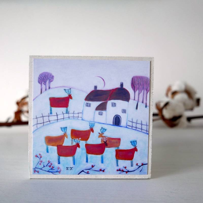 Weiße Schmuckschatulle, Winterlandschaft Holzkiste, Deer Design Aufbewahrungsbox, Wunderliche Dekorative Box Weiße Schmuckschatulle, Winterlandschaft Holzkiste, Deer Design Aufbewahrungsbox, Wunderliche Dekorative Box von TeodoraPainting