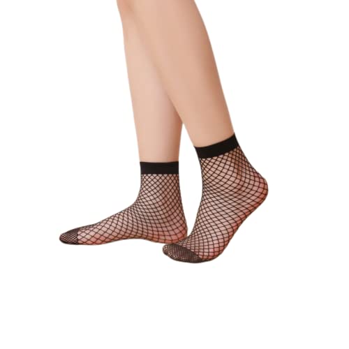 Teogneot 5 Paar Damen Netzsocken Aushöhlen Elastische Netzsocken Schwarz Weiß Netzsocken,Schwarz von Teogneot