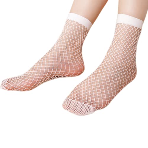 Teogneot 5 Paar Damen Netzsocken Aushöhlen Elastische Netzsocken Schwarz Weiß Netzsocken,Weiß von Teogneot