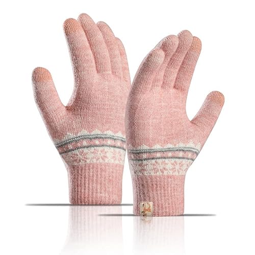 Teogneot Damen Handschuhe Warme Winter Handschuhe für Damen Touchscreen Handschuhe Full Finger Fäustlinge (rosa) von Teogneot