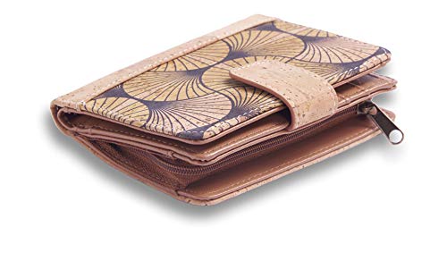 Kork Geldbeutel aus Kork-Leder für Damen - mit Kartenfächern und Geldfach mit Reißverschluss, Damengeldbörse (Yellow) von Tepcor