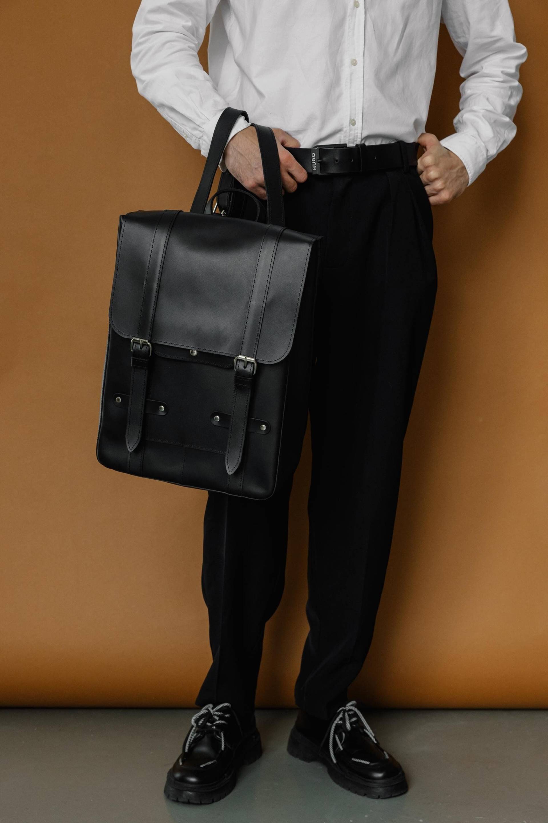 Leder Arbeitsrucksack, Laptop-Rucksack, Großer Reise-Rucksack, Weihnachtsgeschenk Für Ihn, Studenten-Tornister, College-Rucksack, Bürorucksack von TeploLeather