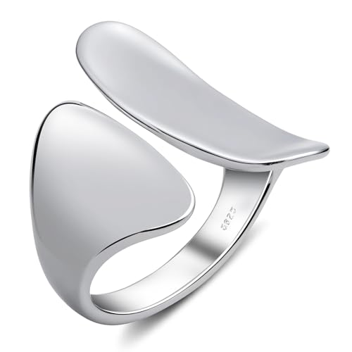 Teppdfann Silber Daumenringe für Damen & Herren – Moderne, verstellbare Ringe mit gebogenem geometrischem Design, stilvolle Statement-offene Ringe mit asymmetrischem Design als Geschenk von Teppdfann