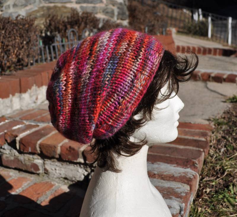 Mehrfarbige Strickmütze - Wolle Gerippte Slouchy Damenmütze Baby Alpaka Erwachsenenmütze von TepperWear
