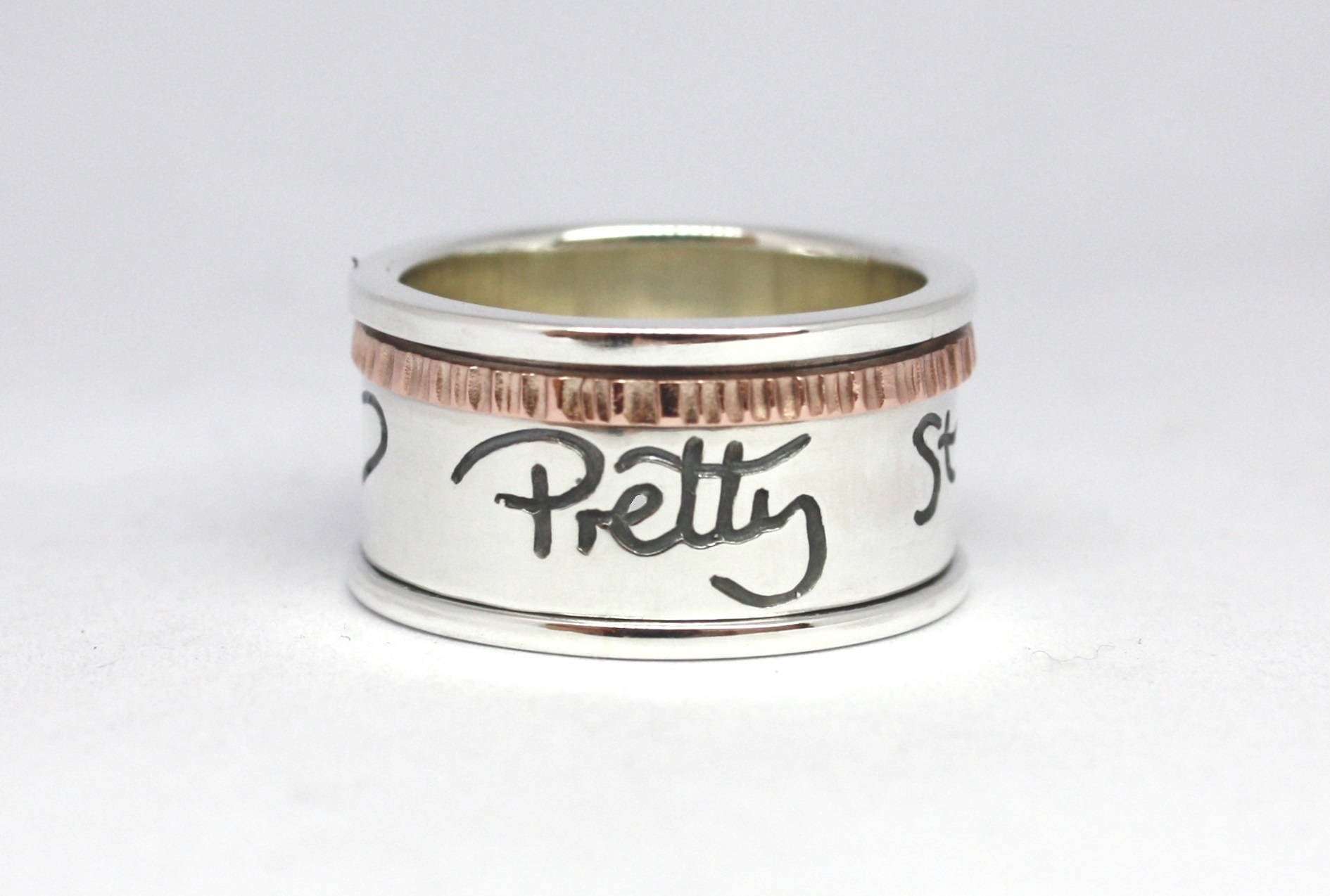 Handschrift Spinner Ring. Personalisierter Sterling Silber Ring Mit Aktueller Handschrift. Wörter, Namen, Gravierter Ring, Sorgenring von TereReyesJoies