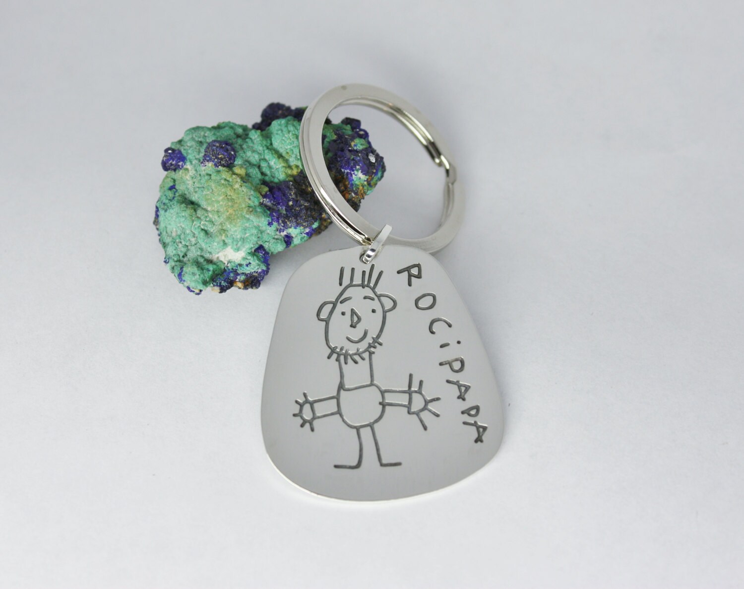 Personalisierte Handschrift Schlüsselanhänger. Sterling Silber Kinderzeichnung. Geschenk Zum Vatertag. Metallschmiede. Silberschmied von TereReyesJoies