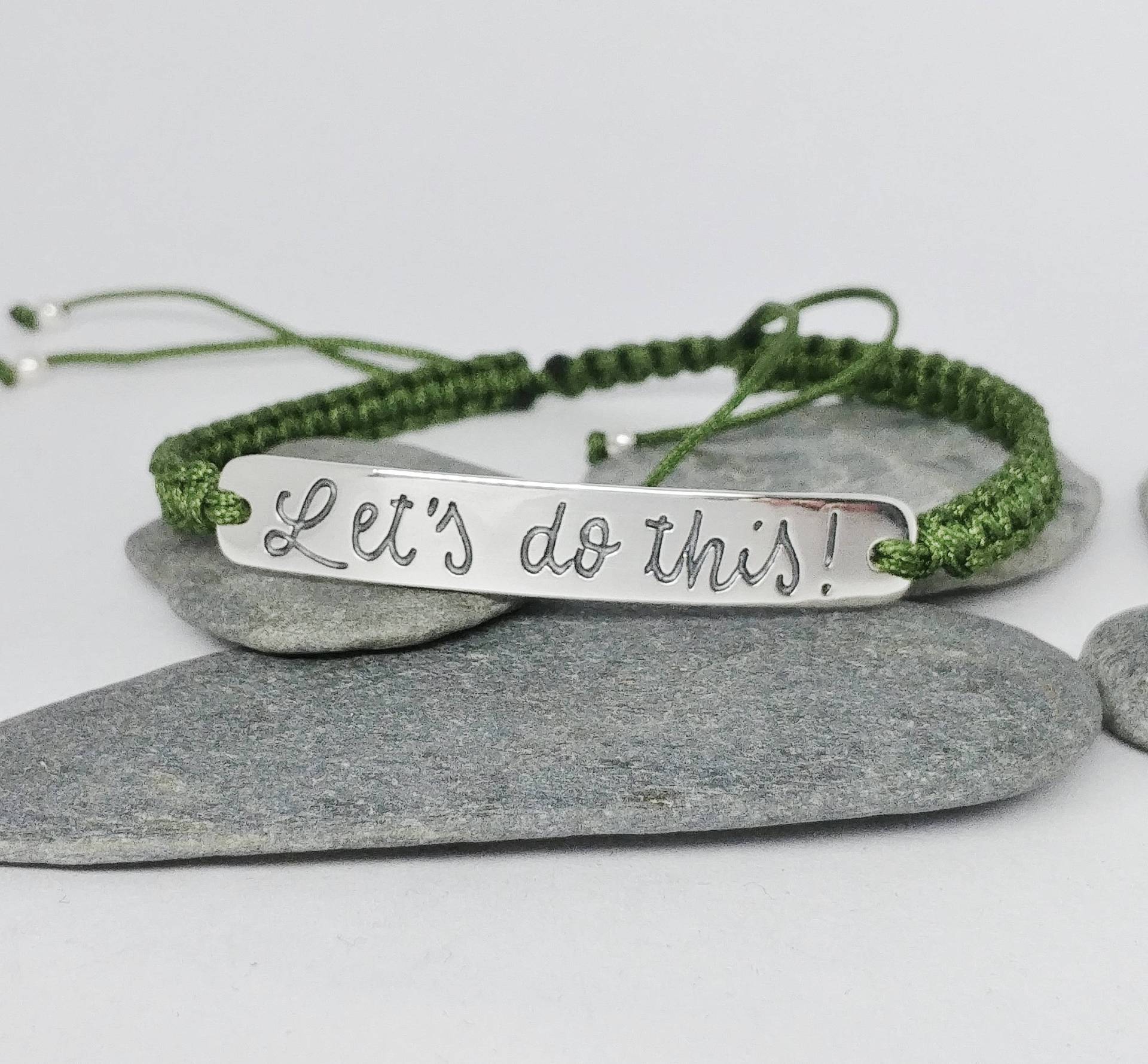 Personalisierte Handschrift Sterling Silber Armband Verstellbarer Makramee Armreif von TereReyesJoies