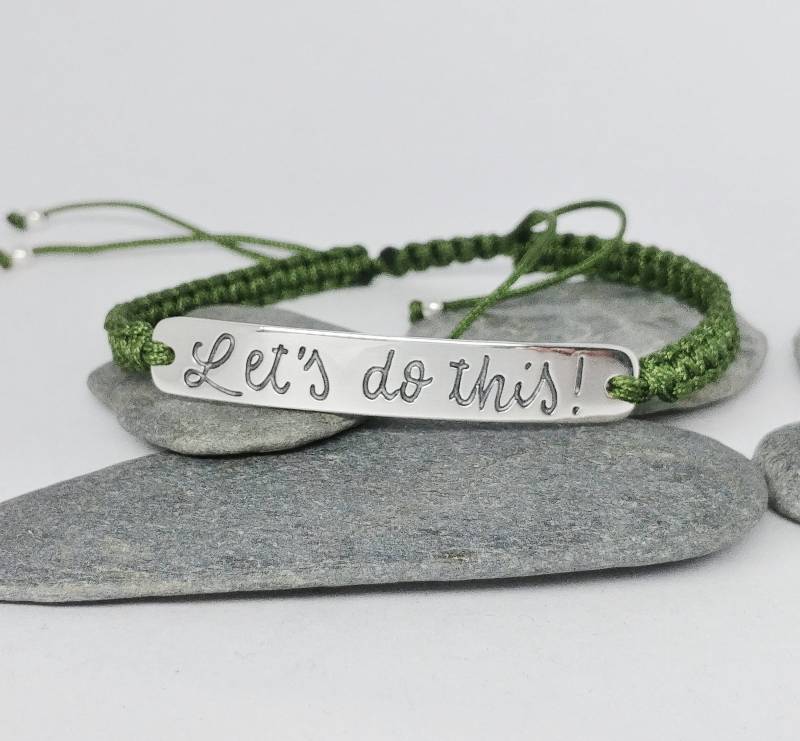 Personalisierte Handschrift Sterling Silber Armband Verstellbarer Makramee Armreif Personalisierte Handschrift Sterling Silber Armband Verstellbarer Makramee Armreif von TereReyesJoies