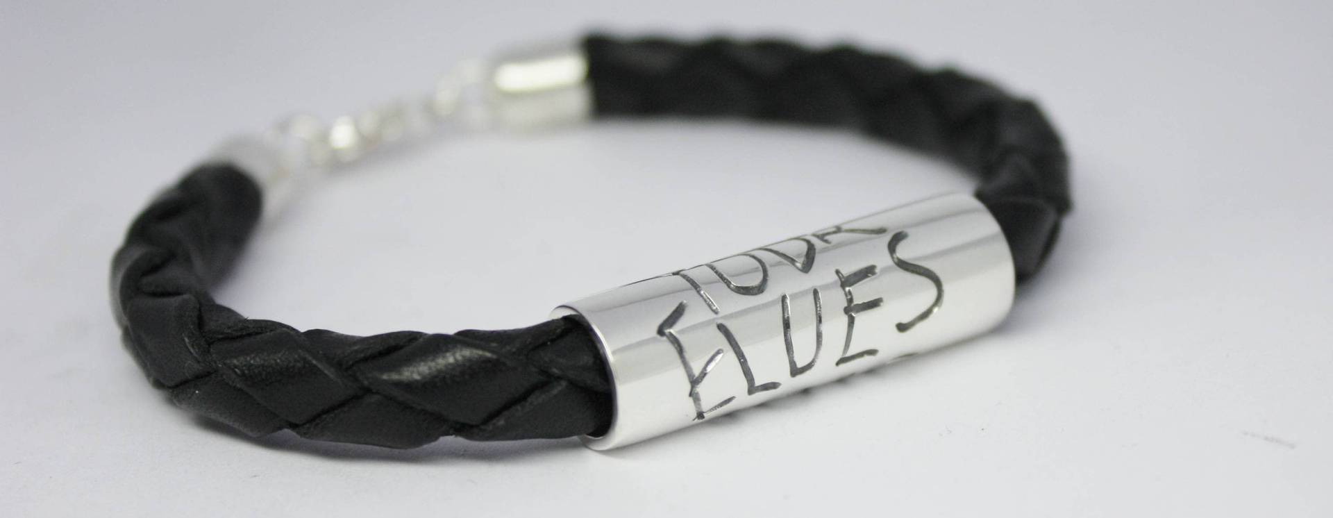 Echtsilber Handschrift Lederarmband - Armreif Mit Gravur Für Herren von TereReyesJoies